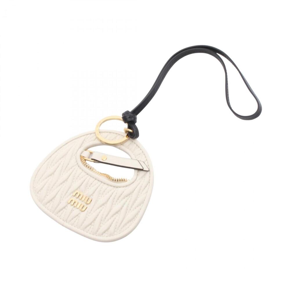 Miu Miu Miu Wonder Keychain Accessory Leather Women's White 5TL3572CWBF0009